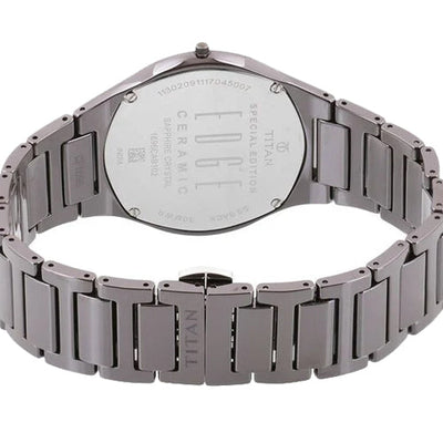 Titan Edge Ceramic Quartz Analog Silver Dial Grey Ceramic Strap Watch For Men 40.5mm NP1696QC02