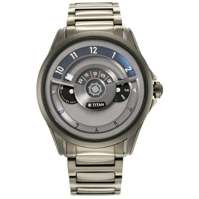 Titan Maritime Quartz Multifunction Anthracite Dial Stainless Steel Strap Watch for Men 43.5mm NQ1830QM01