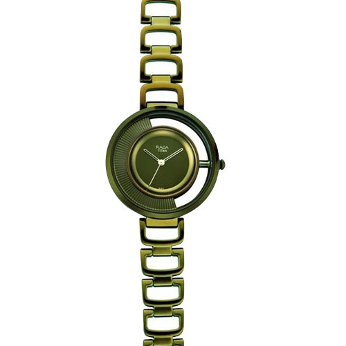 Titan Raga Moments Of Joy Green Dial Women Watch With Metal Strap 35mm NR95140QM01