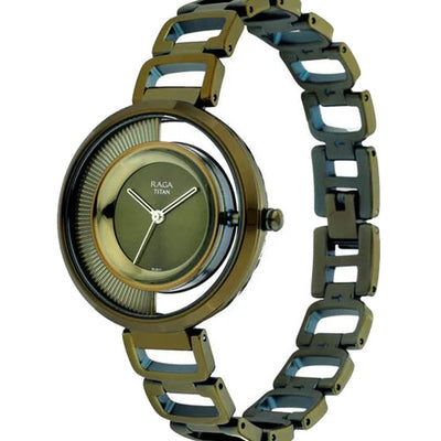 Titan Raga Moments Of Joy Green Dial Women Watch With Metal Strap 35mm NR95140QM01