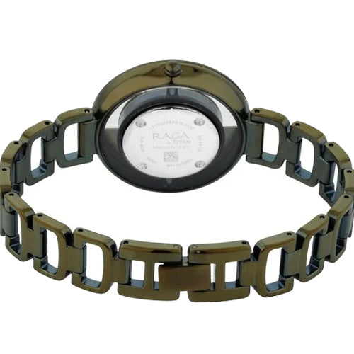 Titan Raga Moments Of Joy Green Dial Women Watch With Metal Strap 35mm NR95140QM01