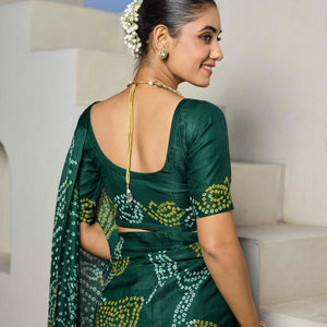 Elegance Bliss Green Silk Bandhani Saree
