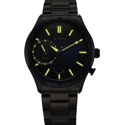 Titan Stellar Multifunction Blue Dial Grey Stainless Steel Strap Watch For Men 42.2mm NS10009KM01