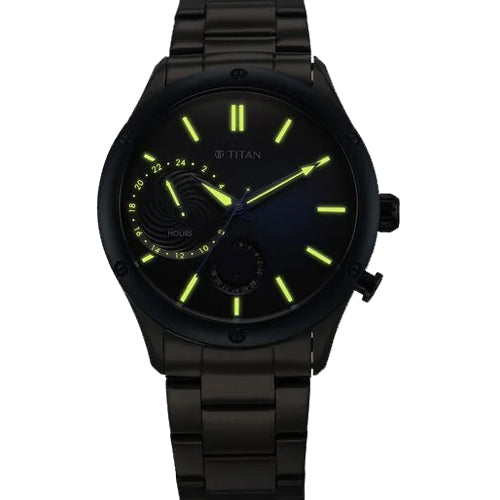 Titan Stellar Multifunction Blue Dial Grey Stainless Steel Strap Watch For Men 42.2mm NS10009KM01
