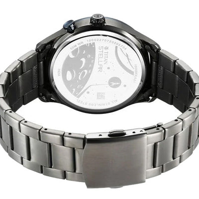 Titan Stellar Multifunction Blue Dial Grey Stainless Steel Strap Watch For Men 42.2mm NS10009KM01