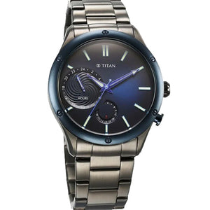 Titan Stellar Multifunction Blue Dial Grey Stainless Steel Strap Watch For Men 42.2mm NS10009KM01