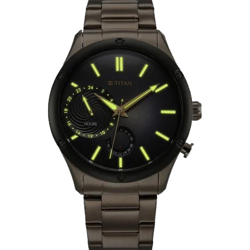 Titan Stellar Multifunction Brown Dial Brown Stainless Steel Strap Watch For Men 42.2mm NS10009KM03