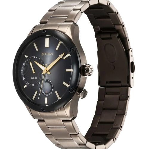 Titan Stellar Multifunction Brown Dial Brown Stainless Steel Strap Watch For Men 42.2mm NS10009KM03