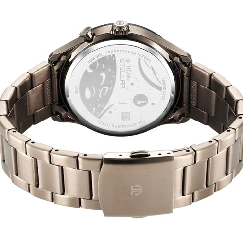Titan Stellar Multifunction Brown Dial Brown Stainless Steel Strap Watch For Men 42.2mm NS10009KM03