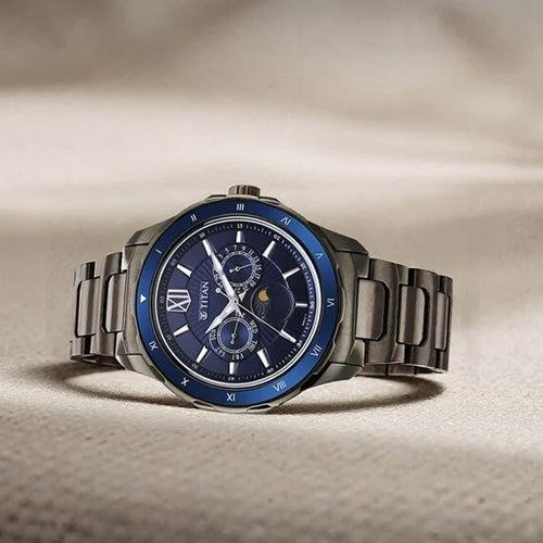 Titan Regalia Premium Blue Dial Stainless Steel Strap Watch for Men 43mm NS1688KM07