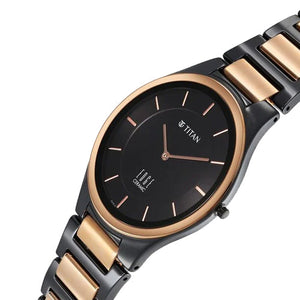 Titan Edge Ceramic Quartz in Midnight Gold with Black Dial Watch for Men 40.5mm NS1696KC01
