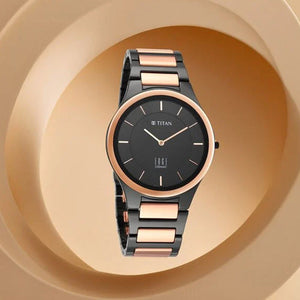 Titan Edge Ceramic Quartz in Midnight Gold with Black Dial Watch for Men 40.5mm NS1696KC01