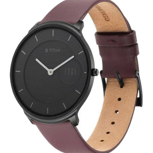 Titan Edge Slim Leather Strap Black Dial Analog Watch for Men 38mm NS1843NL01