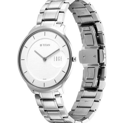Titan Edge Metal Silver Dial Stainless Steel Strap Watch for Men 38mm NS1843SM02