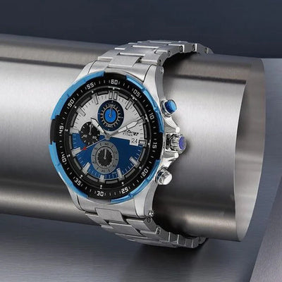 Titan Octane Quartz Chronograph Blue Dial Stainless Steel Strap Watch For Men 43mm NS90044KM03