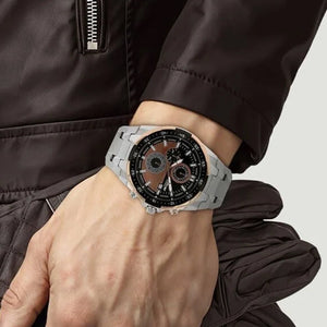 Titan Quartz Chronograph Black Dial Stainless Steel Strap Watch for Men 43mm NS90044KM04