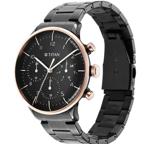 Titan Urban Magic Black Dial Analog Stainless Steel Strap watch for Men 42mm NS90102KM01