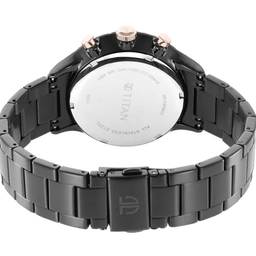 Titan Urban Magic Black Dial Analog Stainless Steel Strap watch for Men 42mm NS90102KM01