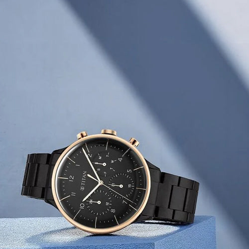 Titan Urban Magic Black Dial Analog Stainless Steel Strap watch for Men 42mm NS90102KM01