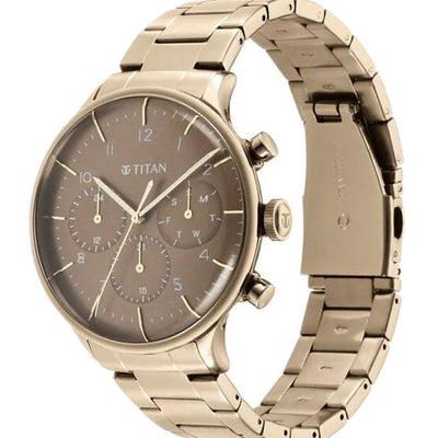 Titan Urban Magic Brown Dial Multial Stainless Steel Strap watch for Men 42mm NS90102QM02