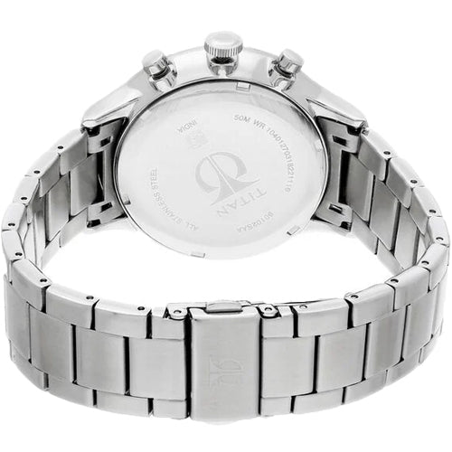 Titan Classique Quartz Multifunction Blue Dial Stainless Steel Strap Watch for Men 42mm NS90102SM01