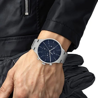 Titan Classique Quartz Multifunction Blue Dial Stainless Steel Strap Watch for Men 42mm NS90102SM01