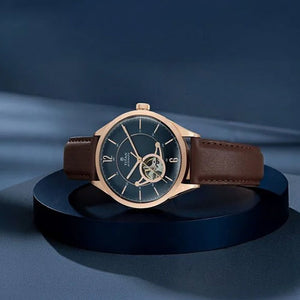 Titan Automatic Blue Dial Brown Leather Strap Watch for Men 43mm NS90111WL01