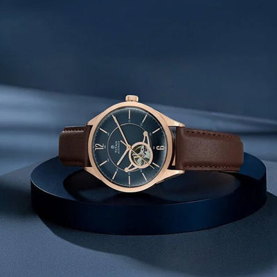 Titan Automatic Blue Dial Brown Leather Strap Watch for Men 43mm NS90111WL01