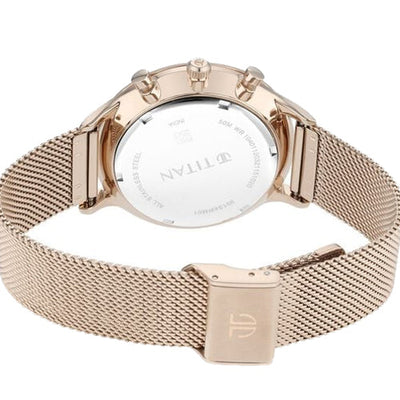 Titan Light Leathers Silver Dial Quartz Multifunction Stainless Steel Strap Watch for Men 42mm NS90134WM01