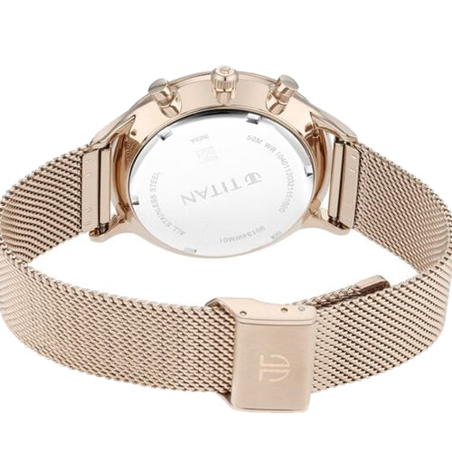 Titan Light Leathers Silver Dial Quartz Multifunction Stainless Steel Strap Watch for Men 42mm NS90134WM01