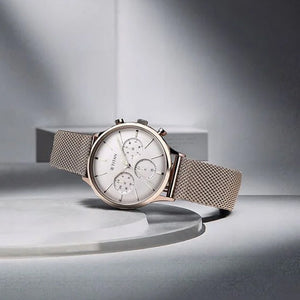 Titan Light Leathers Silver Dial Quartz Multifunction Stainless Steel Strap Watch for Men 42mm NS90134WM01