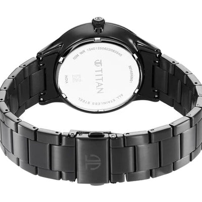 Titan Black Dial World Time with Date Stainless Steel Strap watch for Men 41mm NS90145NM01