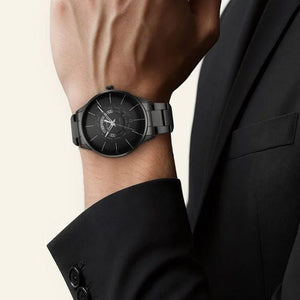 Titan Black Dial World Time with Date Stainless Steel Strap watch for Men 41mm NS90145NM01