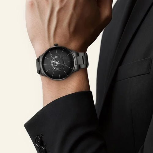 Titan Black Dial World Time with Date Stainless Steel Strap watch for Men 41mm NS90145NM01