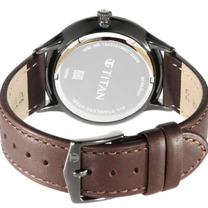 Titan Green Dial World Time with Date Leather Strap watch for Men 41mm NS90145QL01