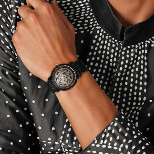 Titan Mechanical Slimline Black Dial Black Stainless Steel Strap watch for Men 42mm NS90158KM01