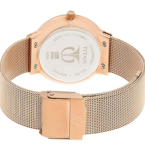 Titan Workwear Quartz Analog Rose Gold Dial Stainless Steel Strap Watch for Women 32mm NS95033WM01