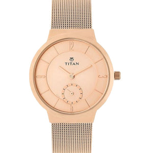 Titan Workwear Quartz Analog Rose Gold Dial Stainless Steel Strap Watch for Women 32mm NS95033WM01