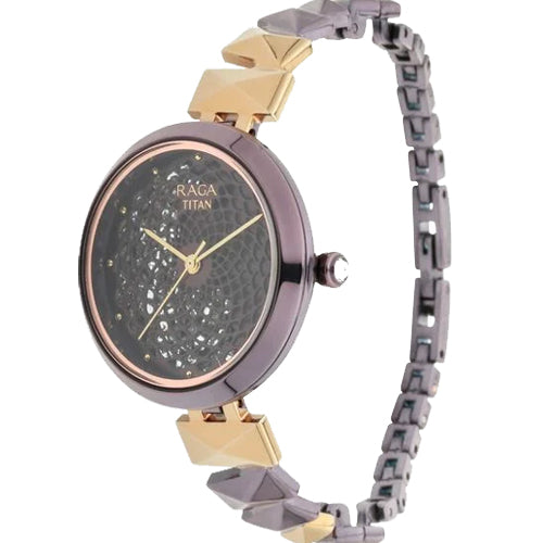Titan Raga Facets Brown Dial Analog Stainless Steel Strap watch for Women 31mm NS95121KM01