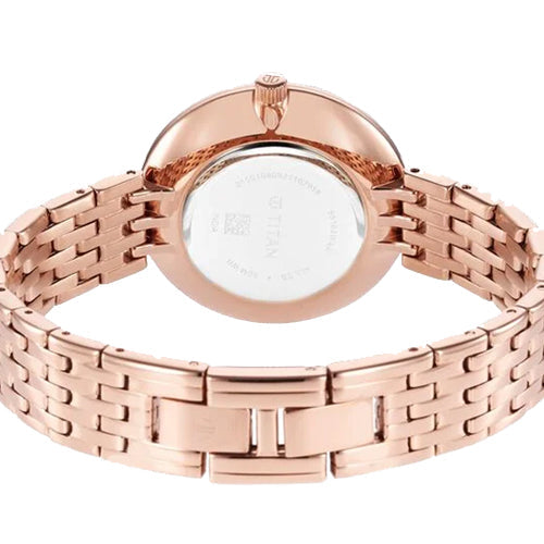 Titan Purple Unending Beauty Rose Gold Dial Women Watch With Stainless Steel Strap 34mm NS95163WM01