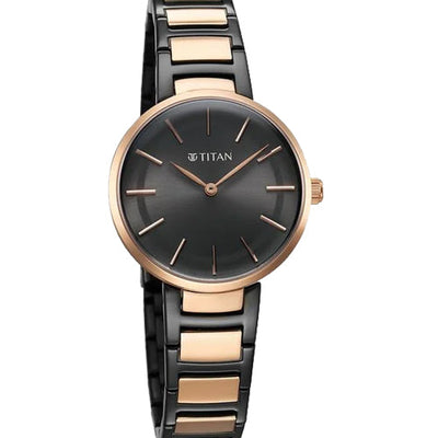 Titan Workwear Quartz Analog Anthracite Dial Stainless Steel Strap Watch for Women 33mm NS95183KM02