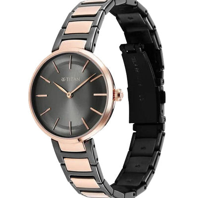 Titan Workwear Quartz Analog Anthracite Dial Stainless Steel Strap Watch for Women 33mm NS95183KM02