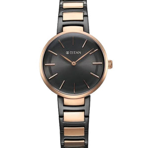 Titan Workwear Quartz Analog Anthracite Dial Stainless Steel Strap Watch for Women 33mm NS95183KM02