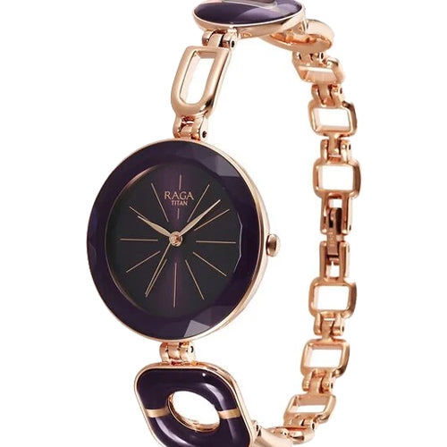Titan Raga Delight Purple Dial Analog Metal Strap watch for Women 30.5mm NS95198WM01