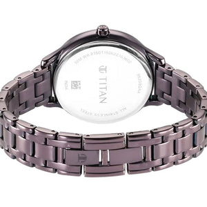 Titan Glitz Purple Dial Analog Stainless Steel Strap Watch for Women 36mm NS95209QM01