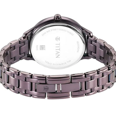 Titan Glitz Purple Dial Analog Stainless Steel Strap Watch for Women 36mm NS95209QM01