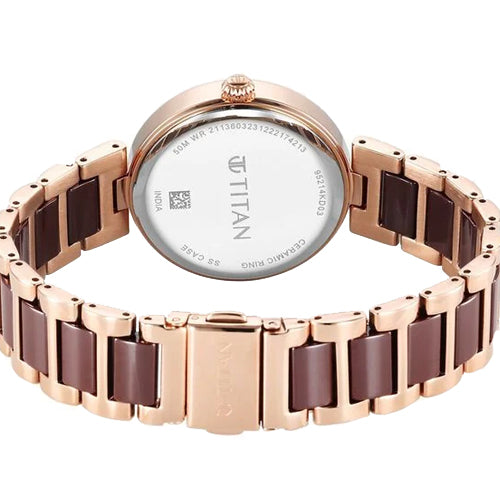 Titan Purple Ceramics Mother of Pearl Dial Analog Steel and Ceramic Strap Watch for Women 34mm NS95214KD03
