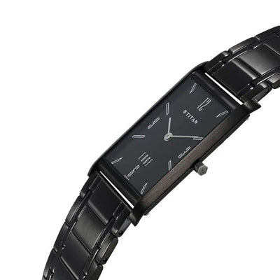 Titan Edge Black Dial Analog Stainless Steel Strap Watch for Men 25.1mm NT1043NM01