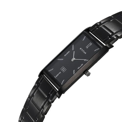 Titan Edge Black Dial Analog Stainless Steel Strap Watch for Men 25.1mm NT1043NM01