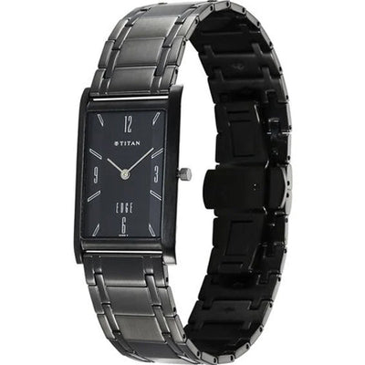 Titan Edge Black Dial Analog Stainless Steel Strap Watch for Men 25.1mm NT1043NM01